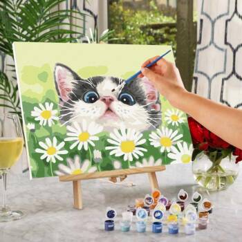 Kreatywne pomoce do terapii ręki - Malowanie Po Numerach Kot W Stokrotkach