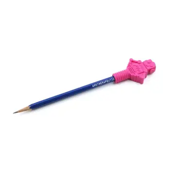 Gryzak nakładka na ołówek - Robot - Miękki, Kolor: Różowy