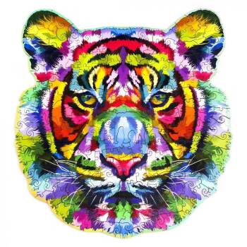 Drewniane Puzzle Kolorowy Tygrys