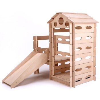 Build&Play Buduj i baw się - drewniany plac zabaw Montessori ze zjeżdżalnią