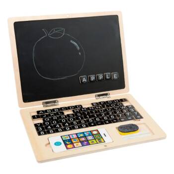 Small Foot Drewniany laptop z tablicą magnetyczną i kredą