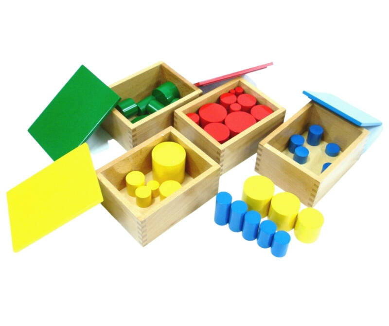 Montessori Kolorowe cylindry wykonane z drewna bukowego 