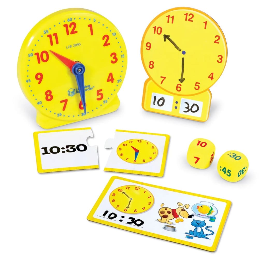 Ruchome wskazówki oraz wyraźne tarcze z dużymi cyframi to świetne narzędzie do nauki budowy zegara analogowego oraz jego obsługi i odczytywania godzin.