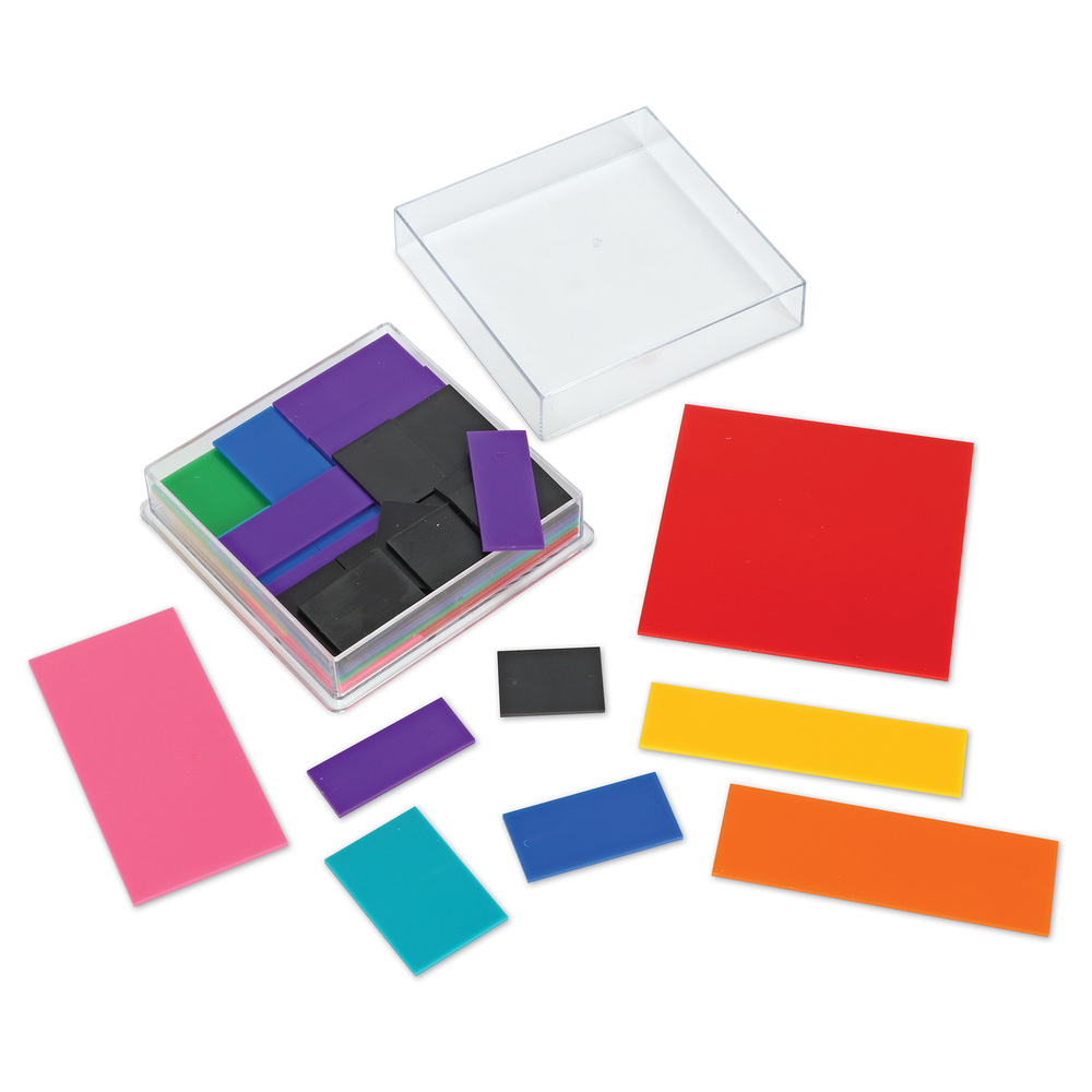 Matematyczny zestaw do nauki, zestaw zawiera pudełko do przechowywania oraz 51 elementów w różnych kolorach
